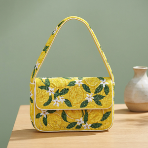 Sac à bandoulière perlé pour femme, motif géométrique, fait main, pochette de soirée pour voyage d'automne, sac à main créateur en toile, modèle unique - Product Image 1