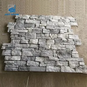 Pedra natural encoberta cinza empilhado pedra vendedor para o revestimento da parede exterior