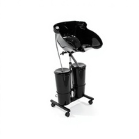 Fauteuil de lavage pour salon de beauté avec support en acier inoxydable, siège en cuir PU, double réservoir d'eau, conception mobile et puissante