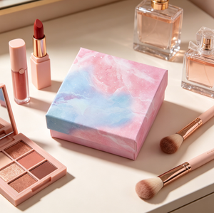 Caja de Joyería de Mármol Personalizada de Fábrica, Caja Cuadrada Rígida con Degradado Rosa y Azul para Cosméticos, Regalos y Artículos Pequeños - Product Image 4