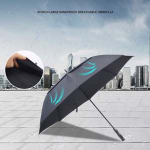 Parapluie de golf droit XJ 30 pouces en fibre de verre coupe-vent à ouverture automatique, prix abordable, pour la vie quotidienne, avec logo personnalisé, pour hommes - Product Image 4