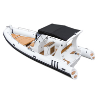 Bateau pneumatique rigide RIB-680 Hypalon 1,2 mm en PVC, coque en fibre de verre, plancher en aluminium, stable, 12 personnes, pour la pêche sportive et la dérive