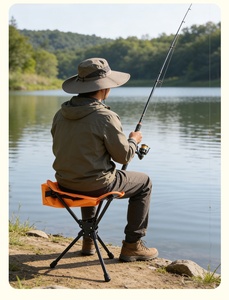 Tabouret pliant triangulaire en <span class=keywords><strong>acier</strong></span> au carbone portable pour le camping en plein air, le cyclisme, la pêche, léger et rotatif - Product Image 6