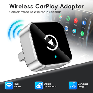 อะแดปเตอร์คาร์เพลย์ไร้สาย 2 in 1 แบบพกพา พร้อม WiFi ในตัว ใช้งานได้ทันที ดีไซน์กะทัดรัดสำหรับเครื่องเสียงรถยนต์ - Product Image 1