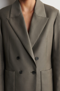 Elegant Taupe Double Breasted women's blazer, Tailored Slim Fit <b>Office</b> Business Jacket, Versatile Classic Suit Coat - Product Image 3