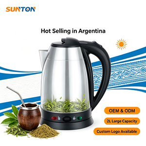 SUNTON best selling double switch Argentina mate <b>tea</b> kettle 1.8/2.0 stainless steel electric kettle with temperature control - Product Image 1