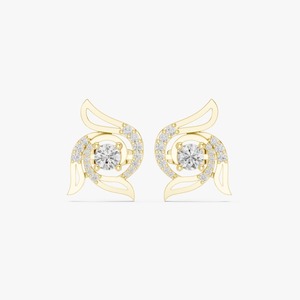 Boucles d'oreilles clous diamantées en spirale de luxe, design aile, plaqué or 18 carats, certifiées IGI, pour femme, bijoux de mode pour soirée, cadeau, les plus vendues - Product Image 1
