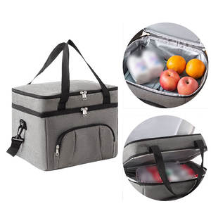 ऑक्सबफोर्ड कपड़े डबल लेयर बड़ी क्षमता आउटडोर लंच बैग इन्सुलेशन के साथ ताजा कूलर बैग - Product Image 2
