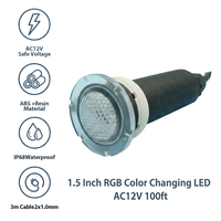 Projecteur LED RGB Mini pour Piscine et Spa, Étanche IP68, 12V, 1,5 pouces, Sans Niche, avec Commande par Interrupteur