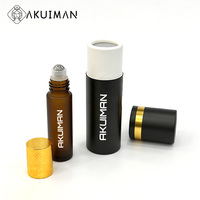 Flacon roll-on en verre noir 10 ml, flacon roll-on transparent vide rechargeable pour parfum, huile essentielle, échantillon cosmétique, vente en gros