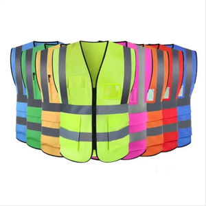 Gilet di sicurezza ad alta visibilità personalizzato con materiale in poliestere con tasca a righe riflettenti per le guardie di sicurezza funzionano con Logo personalizzato - Product Image 2