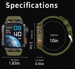 Reloj GPS BT con Linterna de Larga Duración para Exteriores, Rectangular, con Camuflaje Verde Selva DF TAC, Batería de 600 mAh - Product Image 6