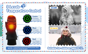 Gants chauffants USB rechargeables pour enfants, mitaines en polyester à piles pour garçons et filles, pour le ski et le snowboard - Product Image 4