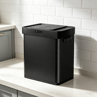 Poubelle intelligente sans contact infrarouge automatique WEIHAO noire, grande capacité, étanche, avec capteur, pour salle de bain, bureau