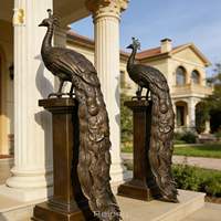 RELONG Vente chaude Prix d'usine Statue de paon en bronze grandeur nature Sculpture pour jardin extérieur Parc