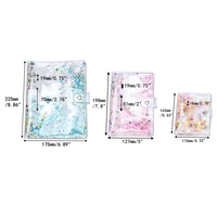 Protège-cahier A5 A6 A7 avec règle, couverture de planificateur en PVC pailleté, coque de carnet rechargeable scintillante, 6 anneaux ronds, classeur de budget