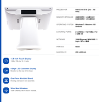 Mesin POS Panel Tunggal untuk Meja Kasir 15,6 Inci, Kasir Supermarket, Toko Roti, Kafe, Bar, Workstation Kasir