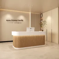 Bureau de réception commercial en bois pour magasin de vêtements, salon de beauté, studio de yoga - Design moderne et simple