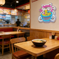 Letrero LED de Neón Acrílico con Diseño de Gato de la Suerte, Estilo Japonés, con USB y Regulador de Intensidad, Clasificación IP65, para Decoración de Restaurantes y Bares de Sushi