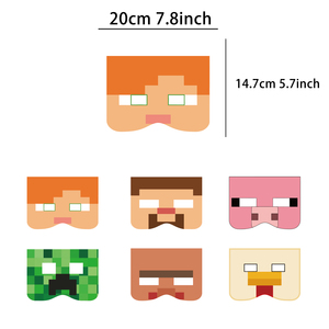 12 masques de fête en papier sur le thème de <span class=keywords><strong>Minecraft</strong></span>, nouveaux, pour décoration d'anniversaire, accessoires de photomaton - Product Image 2