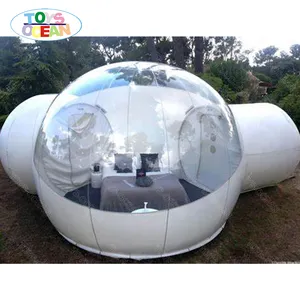 Outdoor camping 2 room large single tunnel house hotel bathroom clear inflatable transparent dome bubble tent
