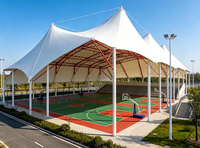 Toit sportif en membrane tendue certifiée pour charges de neige, en tissu PVDF, pour terrains de jeux multifonctions extérieurs