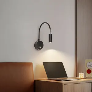 デザインホテルベッドサイドフレキシブルスネークLED読書灯寝室表面実装読書本ランプ