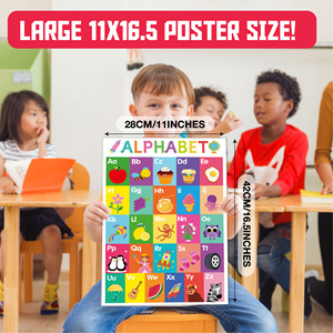 Affiches murales éducatives pour enfants, 18 pièces, dessins animés, chiffres, couleurs, alphabet, jours, mois, décoration d'apprentissage pour enfants, salle de classe, maison - Product Image 2