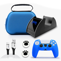 Pour les accessoires de contrôleur PS5 6 en 1 ensemble pour contrôleur P5 câble de données de Charge unique Silicone pouce Joystick poignées capuchon