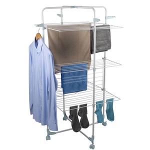 30M Clothes Airer <strong>Drying</strong> 3 Tier <strong>Rack</strong> Foldable <strong>Laundry</strong> Dryer Roller Wheeled Hook - Product Image 3