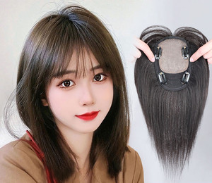 RE LONGFOR Swiss net parrucca <span class=keywords><strong>capelli</strong></span> <span class=keywords><strong>veri</strong></span> frangia naturale copertura <span class=keywords><strong>capelli</strong></span> bianchi topper di ricambio testa femminile - Product Image 5