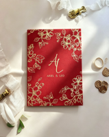 Ensemble d'invitations de mariage chinoises pliables rouges personnalisées avec feuille d'or, dragon et phénix, bilingues, traditionnelles, orientales, en velours