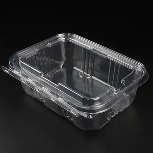 24Oz Milieuvriendelijke Rpet Tamper Evident Rechthoek Plastic Container Met Scharnierend Deksel