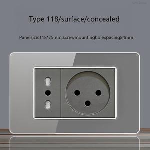 Panel de vidrio templado de cuatro colores, estándar israelí, con interruptor de lámpara de pared de carga rápida USB tipo C, módulo de teléfono y TV satelital. - Product Image 5