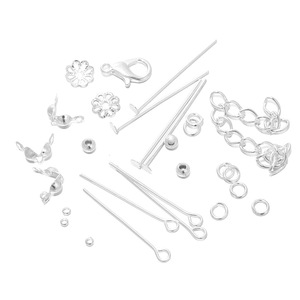 Silver Jewelry Making <b>Kit</b> 15 Compartment Boxed Assorted Findings For <b>Diy</b> Handmade Jewelry Supplies With Chain And Pins - Product Image 4