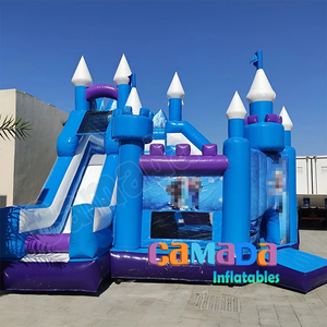 Château gonflable PVC bleu sur le thème de la glace et de la neige avec toboggan, combinaison toboggan et château gonflable pour les activités et les fêtes <span class=keywords><strong>des</strong></span> enfants - Product Image 1