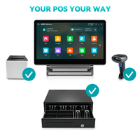 Sistema POS de Aluminio Negro con Pantalla Táctil WIFI BT de 15.6 Pulgadas, Terminal de Punto de Venta Todo en Uno, Máquina POS Android, Caja Registradora para Restaurante