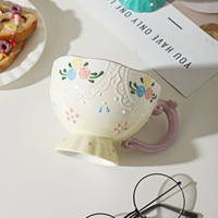 Tasse en céramique JM style coréen, grande capacité, mignonne, pour café, lait, flocons d'avoine, idéale pour les anniversaires