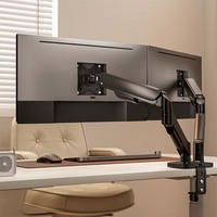 Support de bureau réglable pour deux moniteurs LDT97-C024E, fixation par pince, support VESA en acier réglable pour deux écrans LCD de 17 à 32 pouces