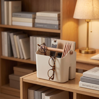 Boîte de rangement minimaliste moderne de style japonais avec poignée en plastique WONFUN, compartiments pour 2 cosmétiques, fournitures de bureau, étude