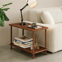 Table basse double niveau avec plateau en MDF et pieds en bois massif, style minimaliste de luxe léger, petite table d'appoint rectangulaire pour salon