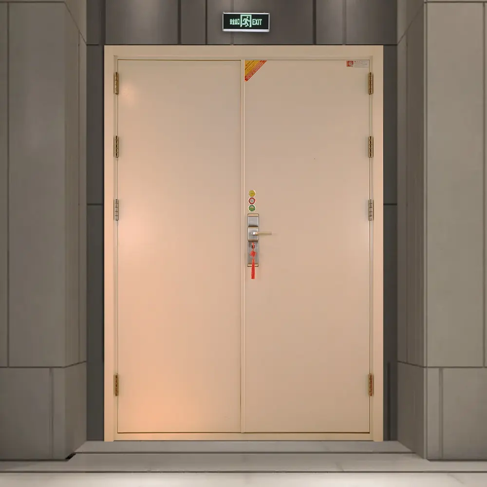 China New Listed Modern Style Double Leaf Safety Emergency Exit Metal Door Fire Rated Steel Door