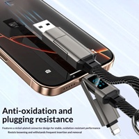 Kabel Pengisian Cepat PD 4 in 1 65W dengan Layar Digital dan Gantungan Kunci, USB C ke Type C untuk iPhone, iPad, Ponsel Android, dan Tablet