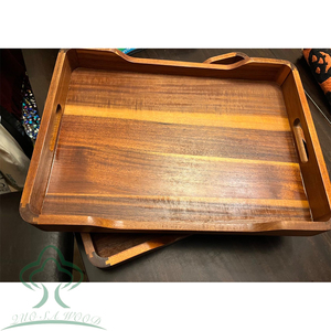 Bandeja de Servir de Madera de Acacia con Asas, Bandeja Decorativa Rectangular para Otomanas, Bandeja Grande para Comida y Bebidas para el Desayuno en la Cama - Product Image 5