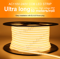 Estándar americano alto voltaje 110V/120V color blanco tira COB 420LEDs/M 50 m/rollo ETL,TUV,CE, certificado RoHS tira de luz COB