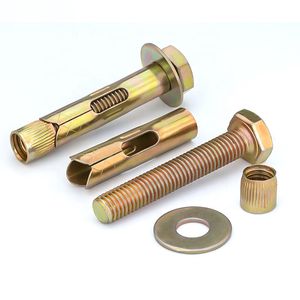 Zware stalen gele verzinkte hulsankerbout M6-M24 wandbevestiging vlakke kop gladde afwerking voor de bouw - Product Image 4