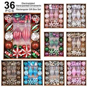 Electroplated Plastic Christmas Tree Ornaments Balls Set Round Shatterproof <b>Baubles</b> Holiday Party Decorations Gift <b>Box</b> - Product Image 1
