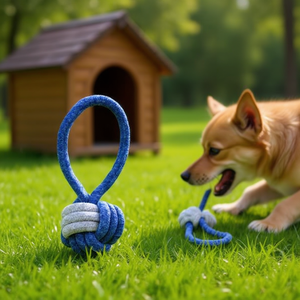 Juguete Masticable para Perros Yommy, Cuerda con Nudo de 18 cm, Azul Grisáceo - Product Image 3
