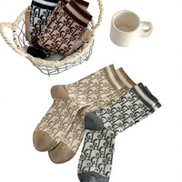 Chaussettes mi-mollet en laine tricotée pour femme, best-seller du printemps, absorbantes, imprimées avec lettrage D-brand, classiques et tendance