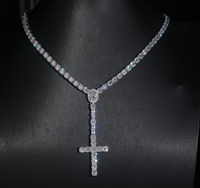 Collier chaîne tennis en argent sterling 925, style hip-hop, avec croix en moissanite certifiée GRA, passe le test du diamant